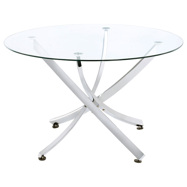 Beckham Round 46-inch Glass Top Dining Table Chrome - Home Elegance USA
