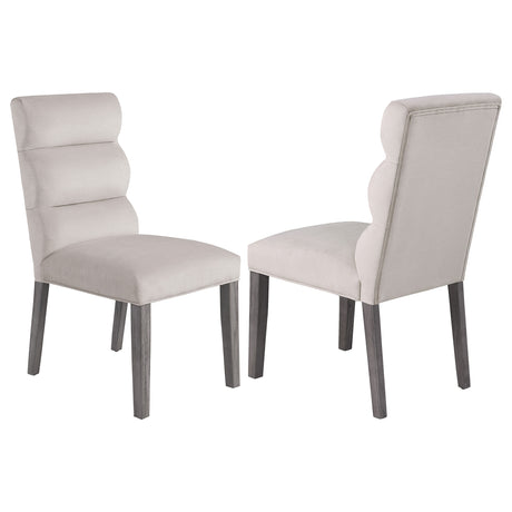 Carla Velvet Upholstered Dining Side Chair Stone (Set of 2) - Home Elegance USA