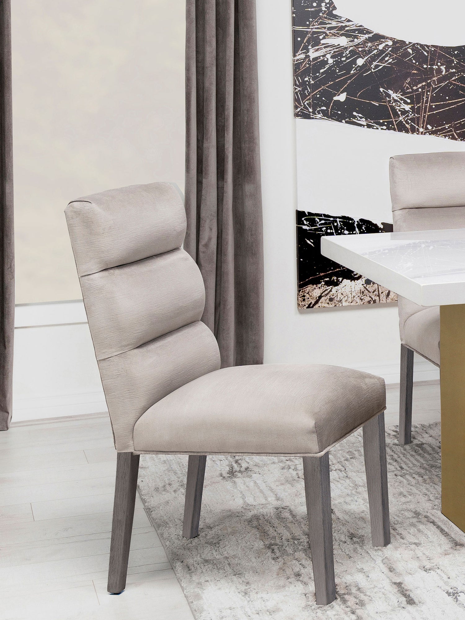 Carla Velvet Upholstered Dining Side Chair Stone (Set of 2) - Home Elegance USA