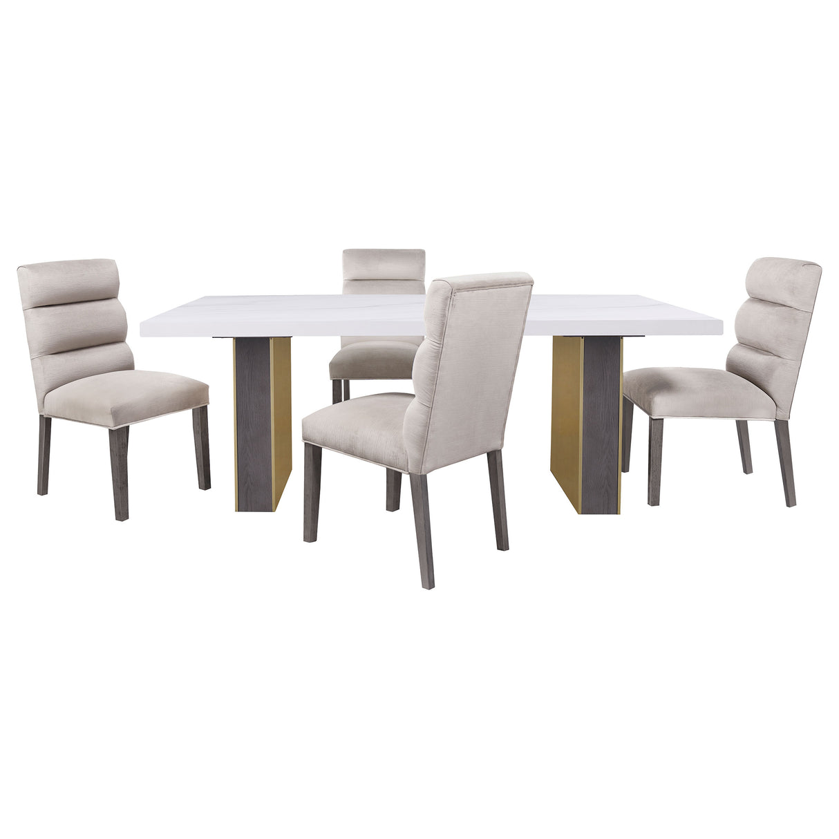 Carla Velvet Upholstered Dining Side Chair Stone (Set of 2) - Home Elegance USA