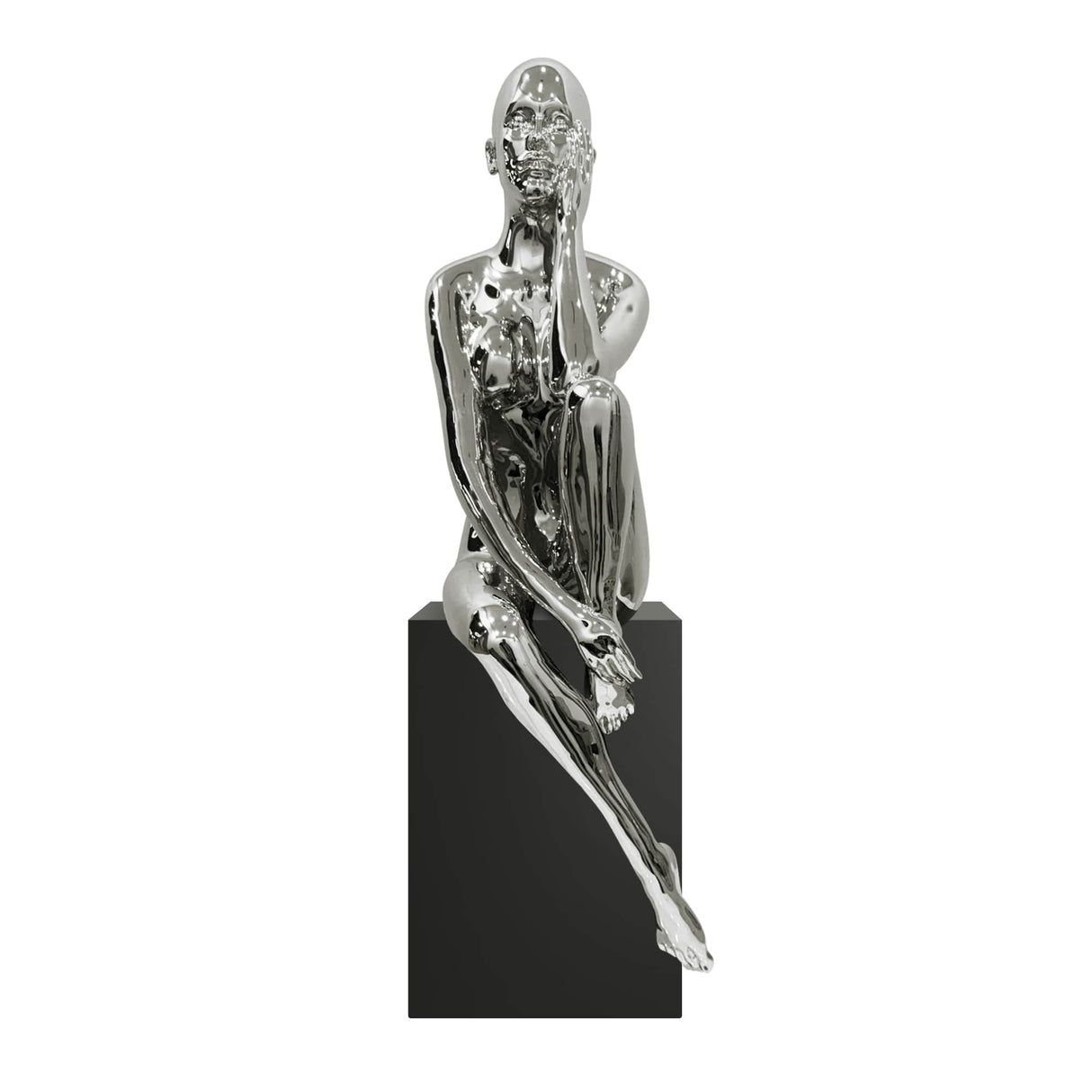 Antoinette Doll Sculpture with Base // Chrome | Finesse - Home Elegance USA