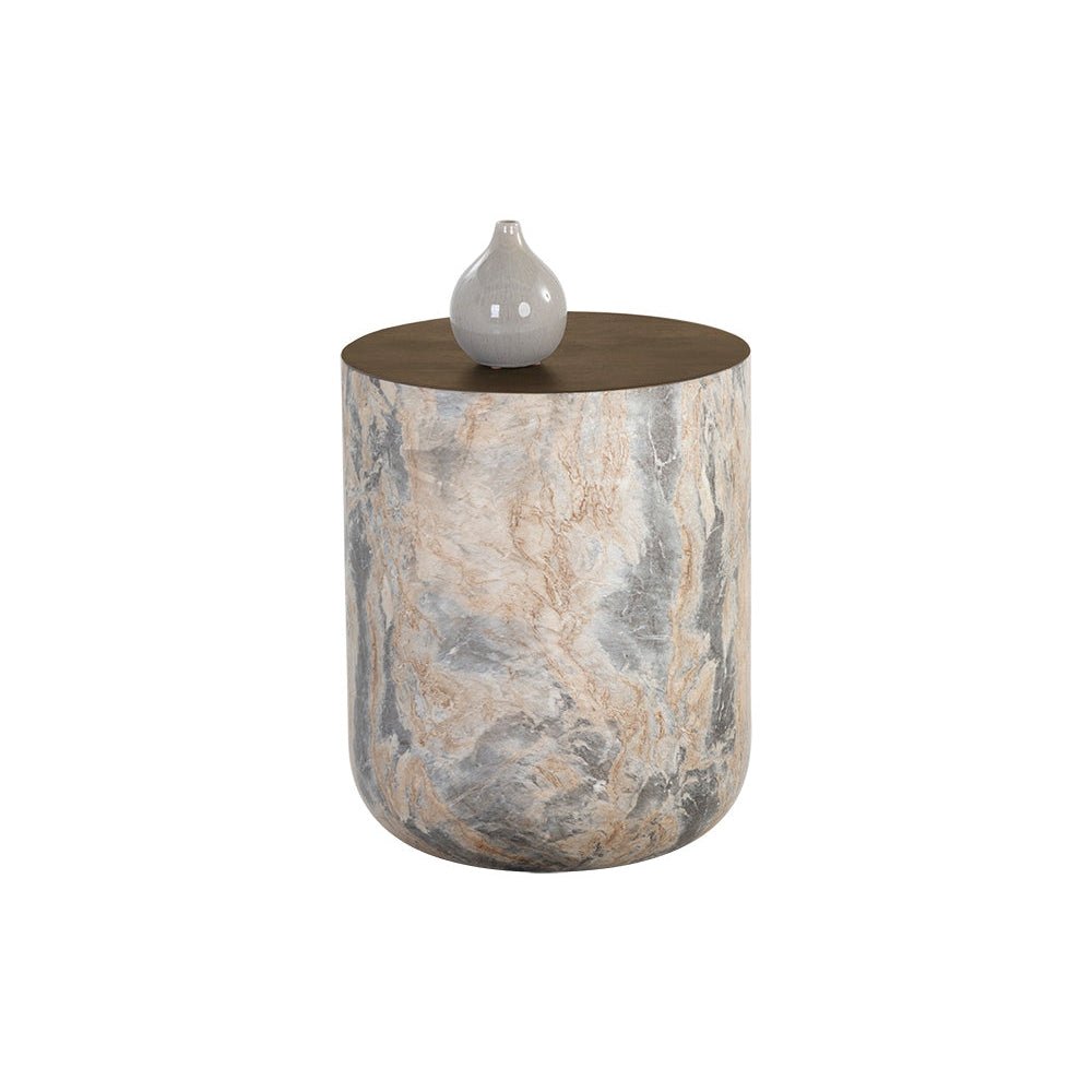 Diaz End Table - Marble Look - Antique Brass | Sunpan | Home Elegance USA
