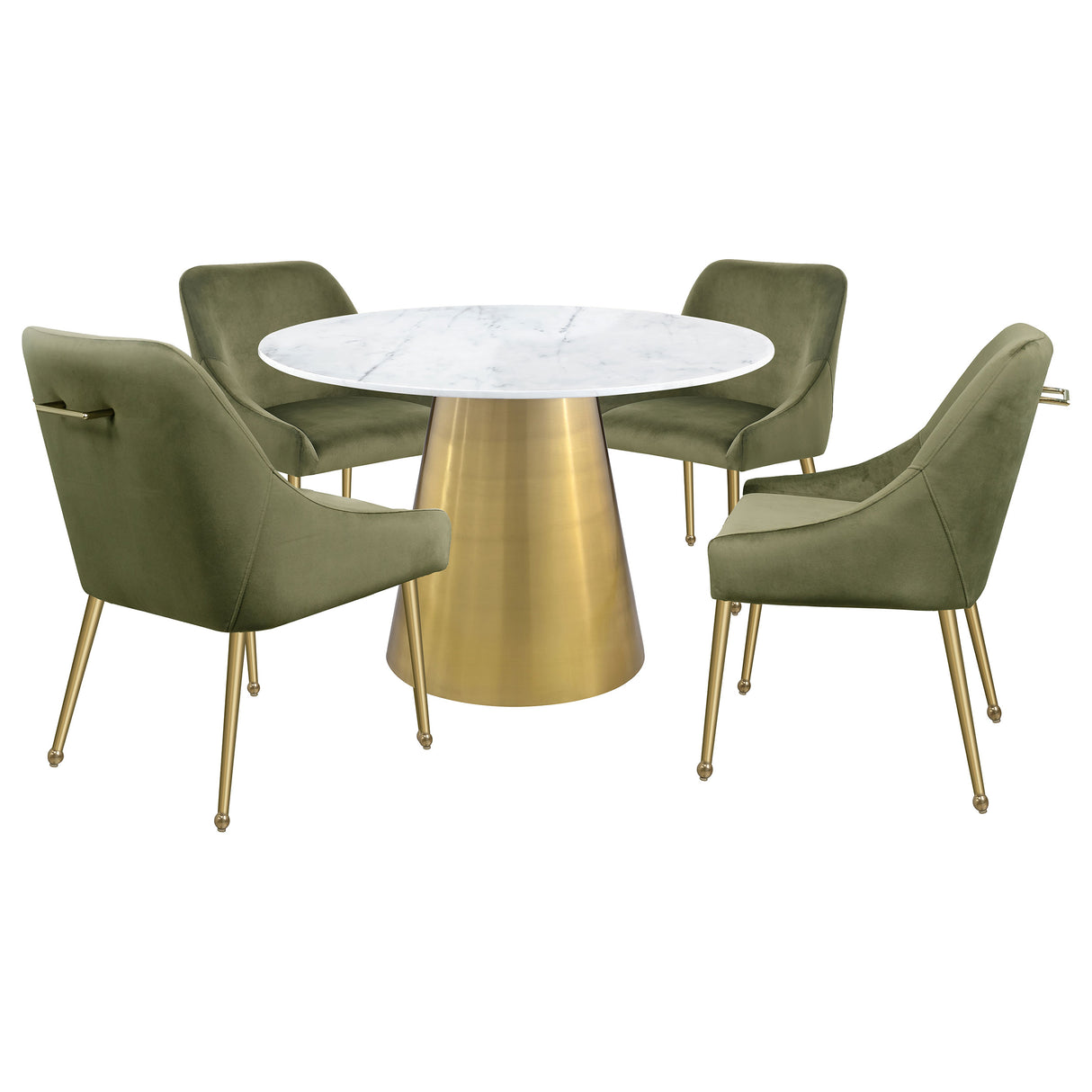 Ambrose Round 50-inch Marble Top Dining Table Brushed Gold - Home Elegance USA