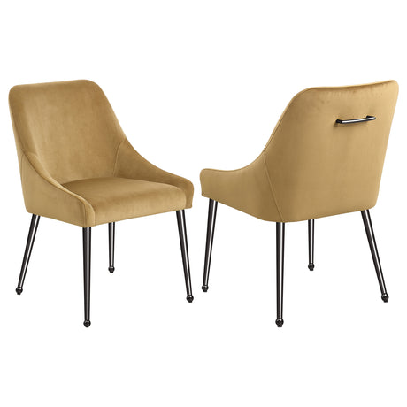 Mayette Upholstered Dining Side Chair Cognac (Set of 2) - Home Elegance USA