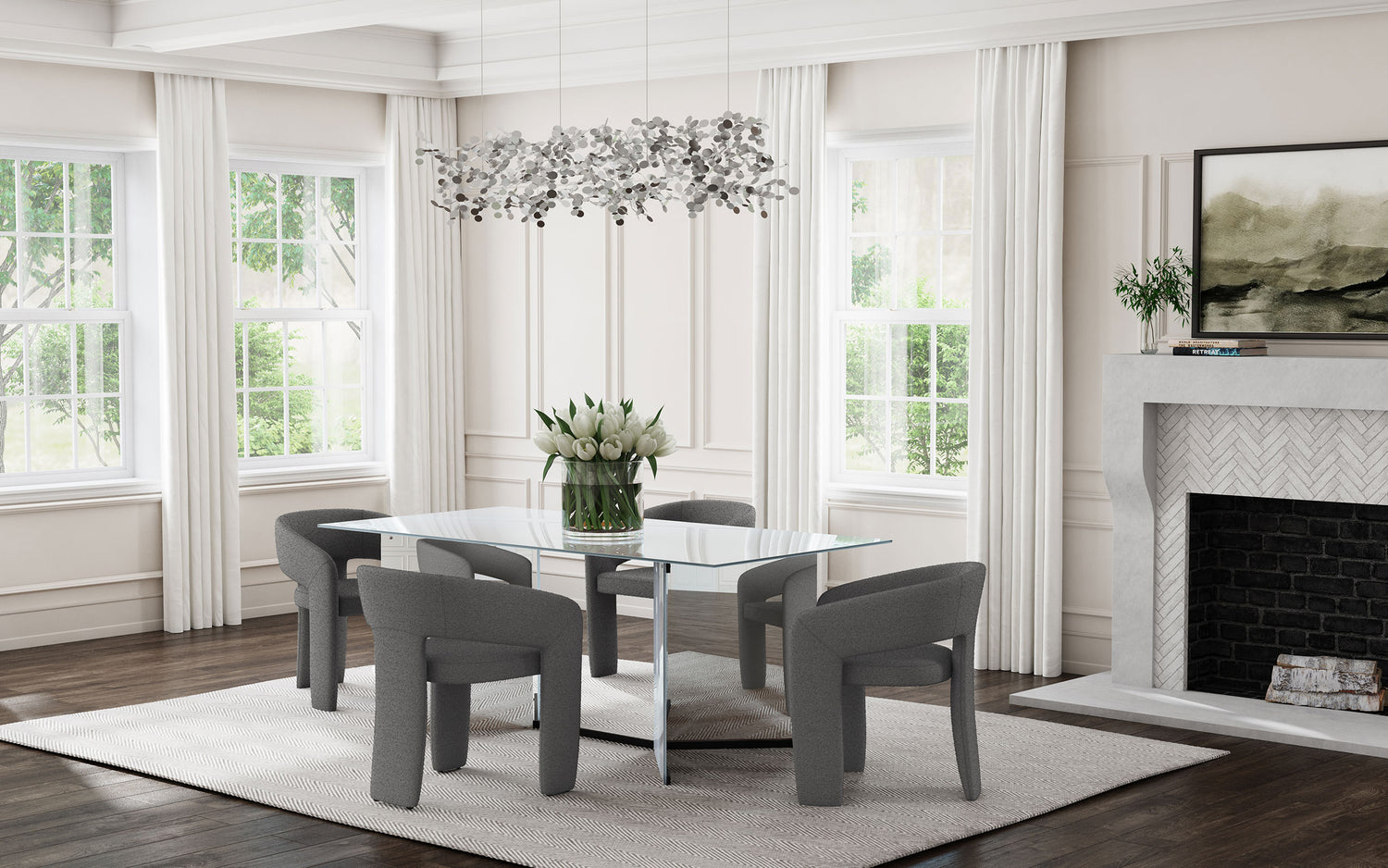 Emery 76-inch Rectangular Mirrored Dining Table Silver - Home Elegance USA