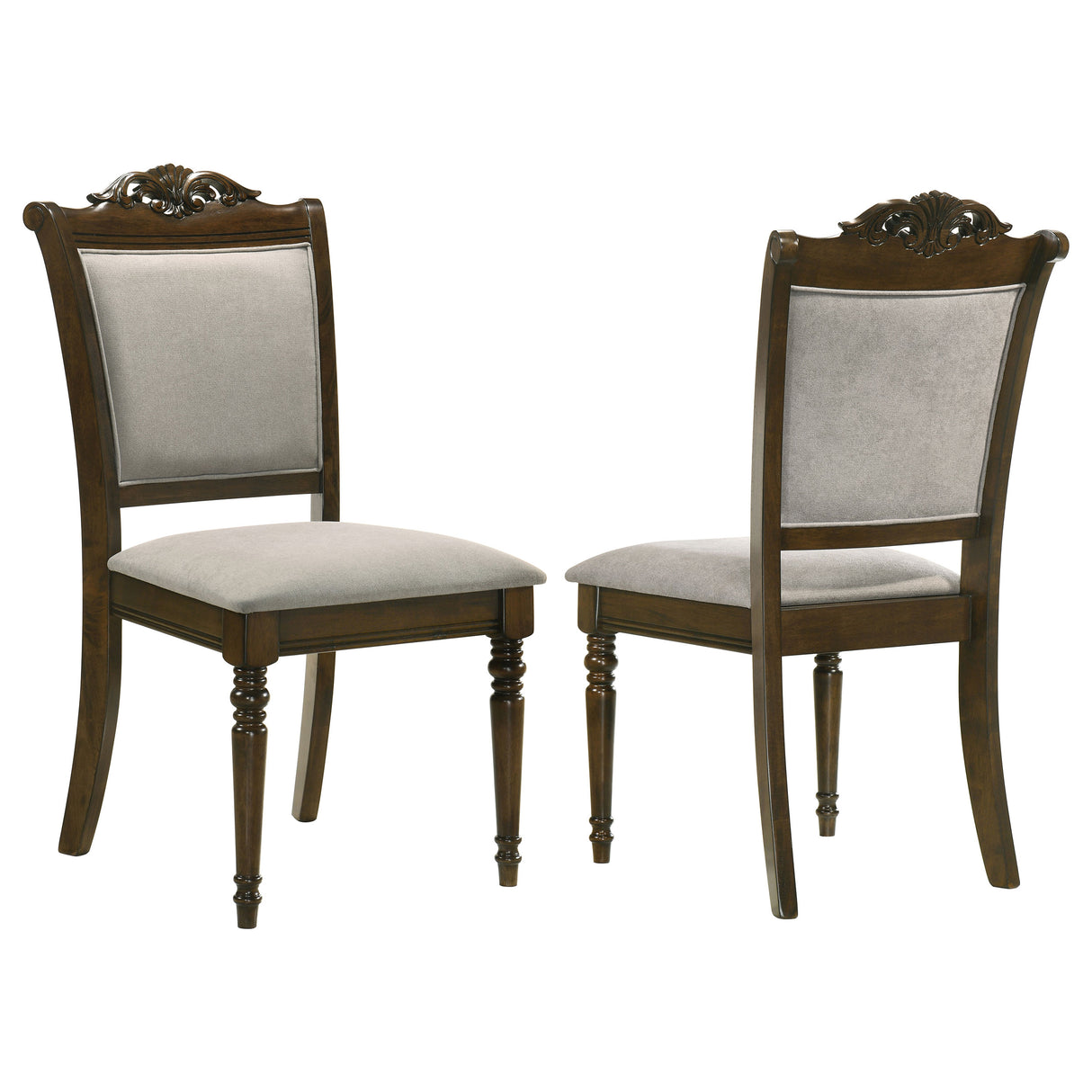 Side Chair - Willowbrook Upholstered Dining Side Chair Grey and Chestnut (Set of 2)