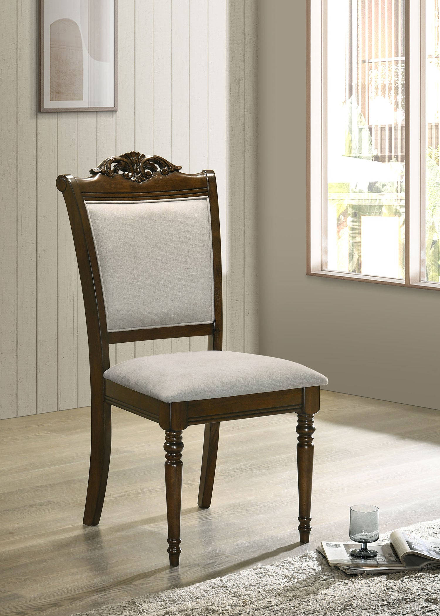 Side Chair - Willowbrook Upholstered Dining Side Chair Grey and Chestnut (Set of 2)