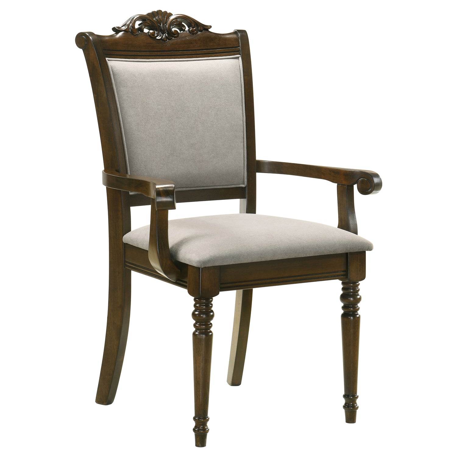 Arm Chair - Willowbrook Upholstered Dining Armchair Grey and Chestnut (Set of 2)
