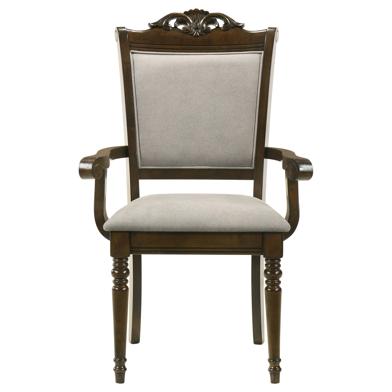 Arm Chair - Willowbrook Upholstered Dining Armchair Grey and Chestnut (Set of 2)