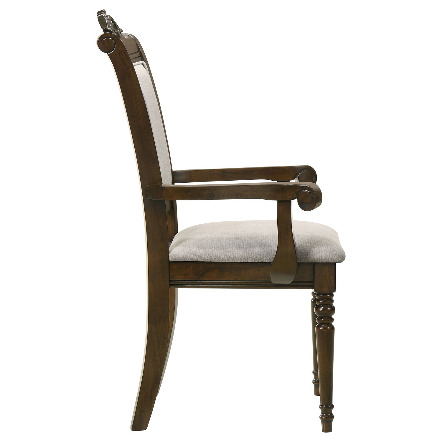 Arm Chair - Willowbrook Upholstered Dining Armchair Grey and Chestnut (Set of 2)