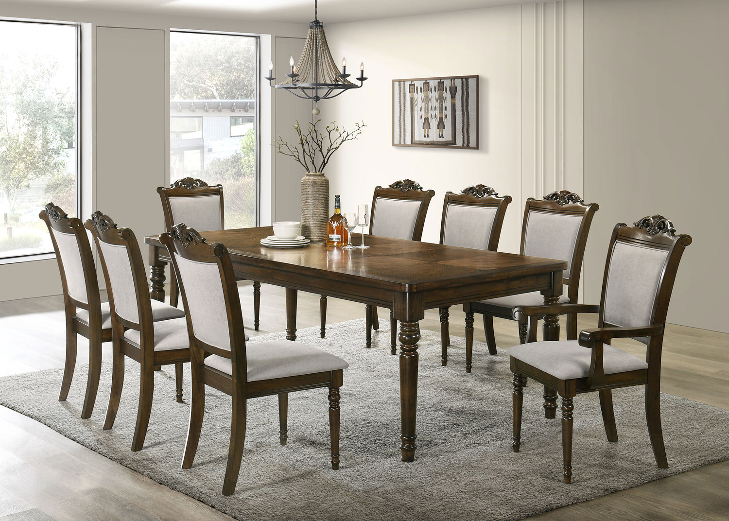 Arm Chair - Willowbrook Upholstered Dining Armchair Grey and Chestnut (Set of 2)