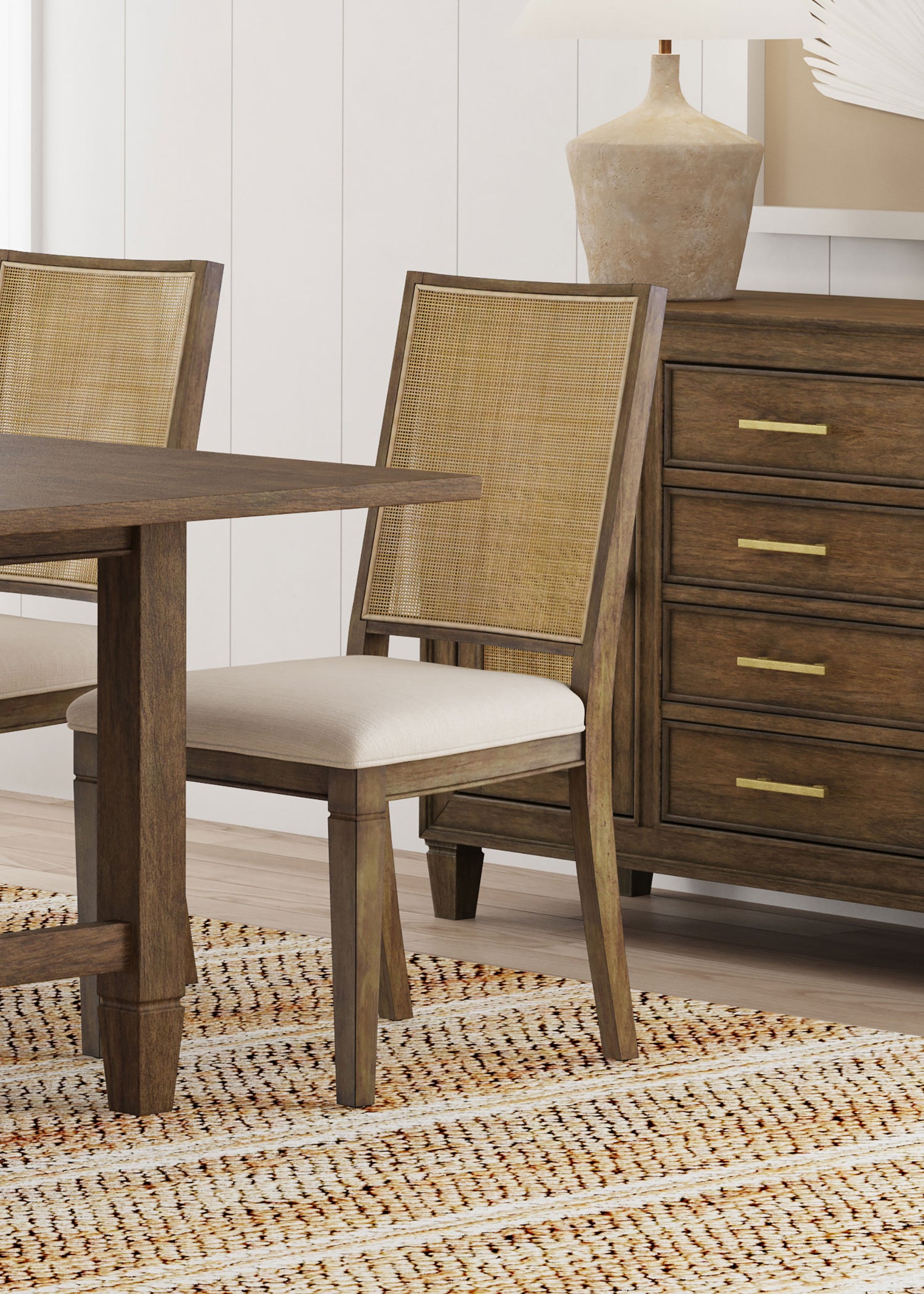 Matisse Woven Rattan Back Dining Side Chair Brown (Set of 2) - Home Elegance USA