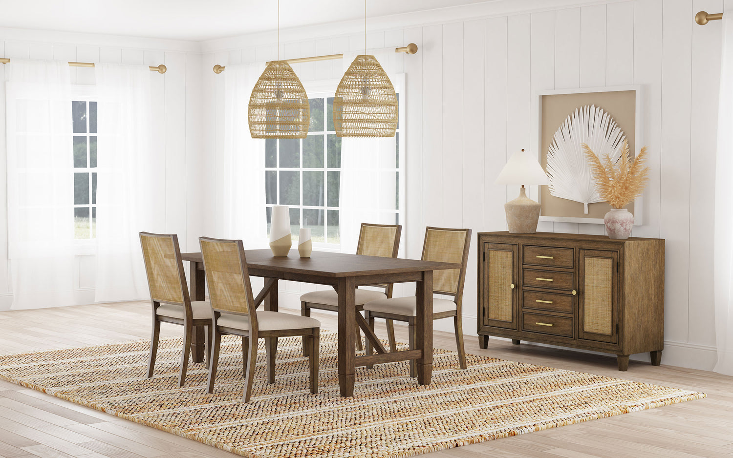 Matisse 4-drawer Sideboard Buffet Cabinet Light Brown - Home Elegance USA