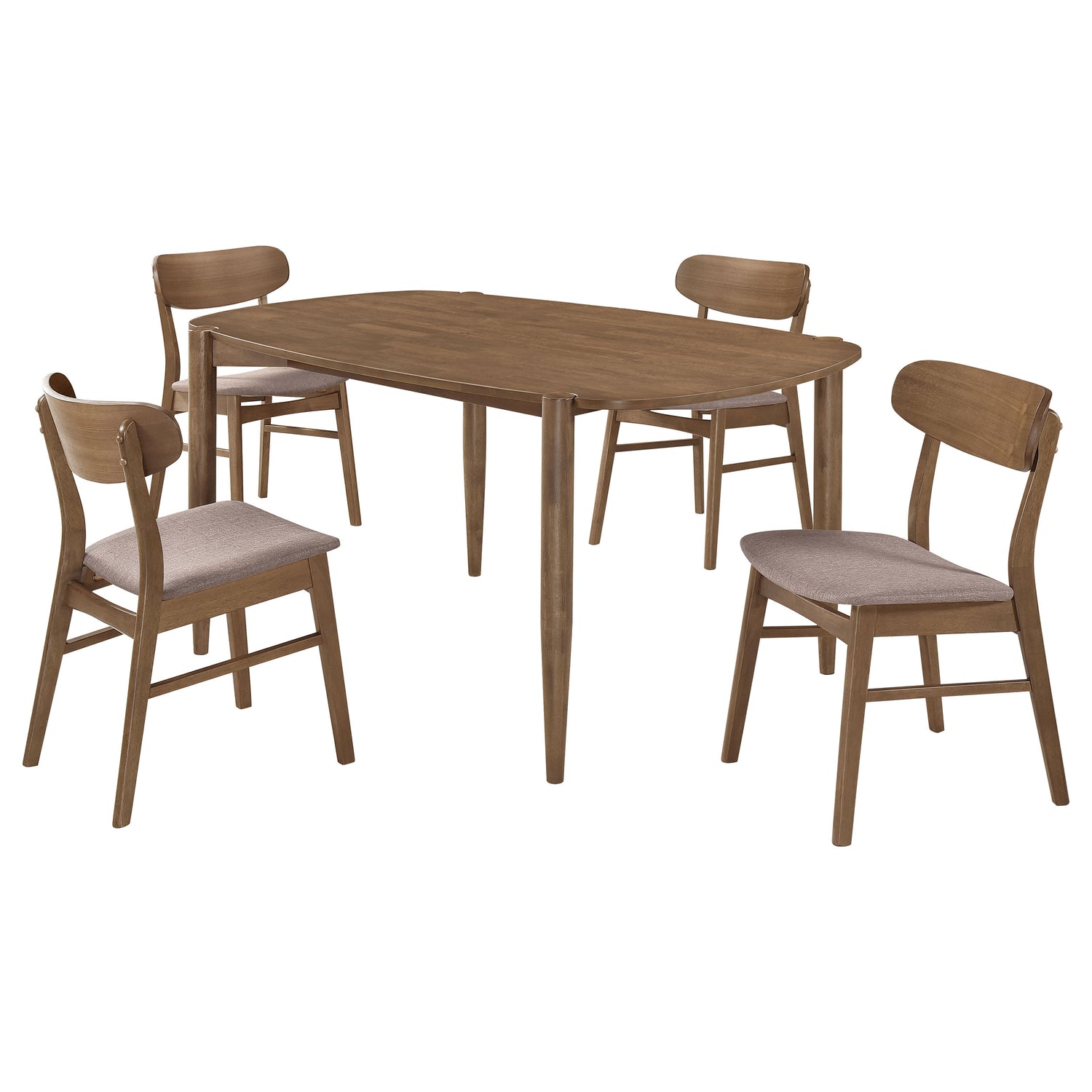 Dining Table 5 Pc Set - Dortch 5-piece Oval Solid Wood Dining Set Walnut