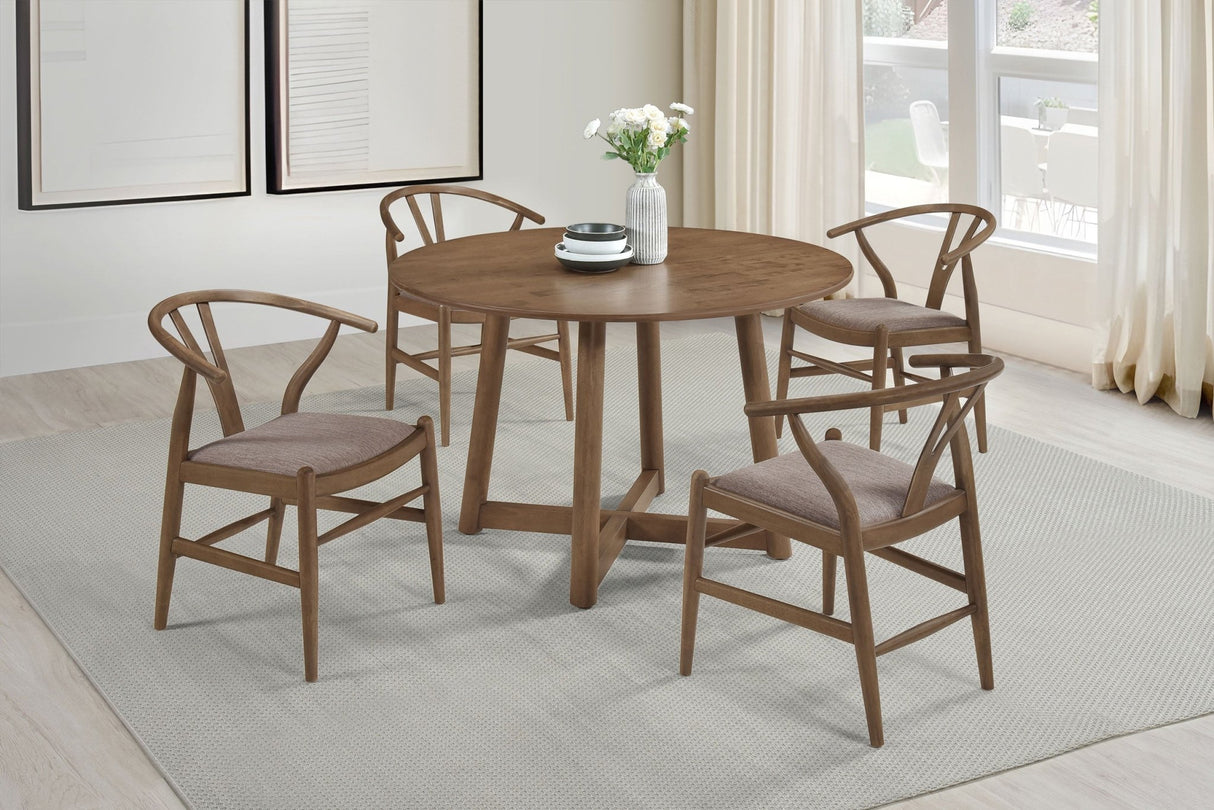 Dinah 5 - piece Round Solid Wood Dining Set Walnut | Coaster | Home Elegance USA