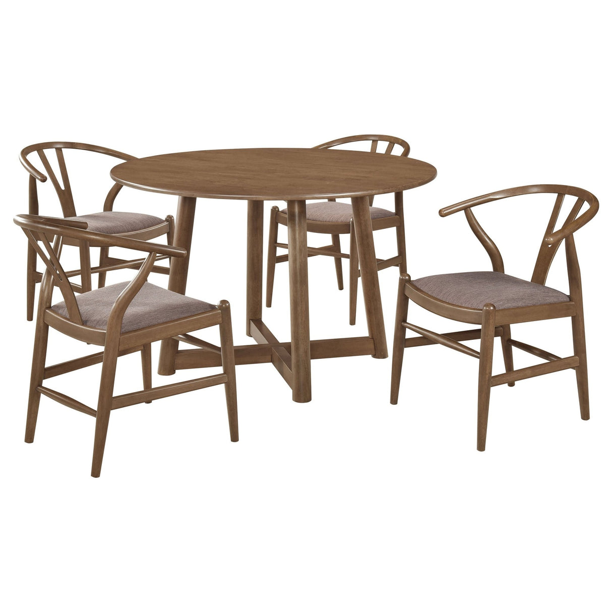 Dinah 5 - piece Round Solid Wood Dining Set Walnut | Coaster | Home Elegance USA
