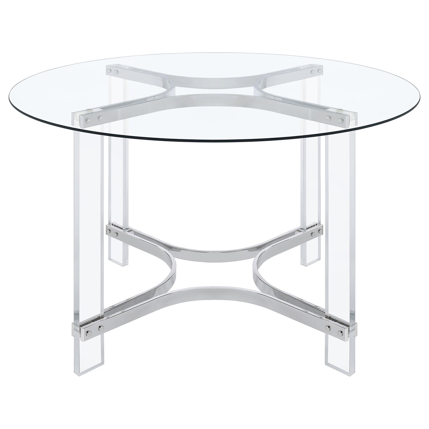 Keeling 5-piece Round Glass Top Acrylic Dining Set Chrome - Home Elegance USA