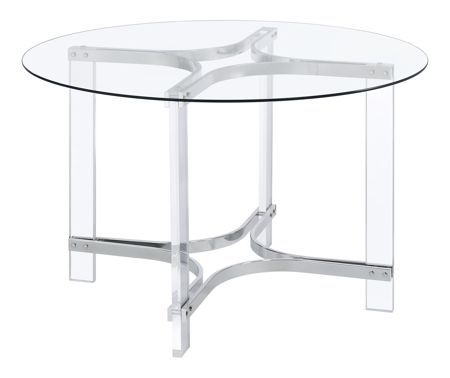 Keeling 5-piece Round Glass Top Acrylic Dining Set Chrome - Home Elegance USA