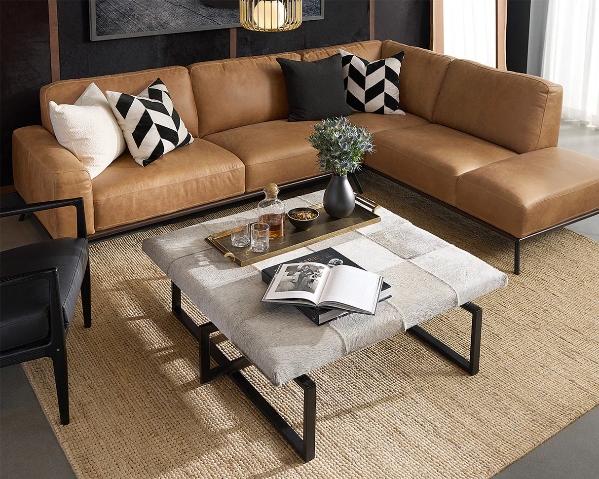 Brandi Sofa Chaise Camel Italian Leather Modern Sofa | Sunpan - sold by Home Elegance USA
