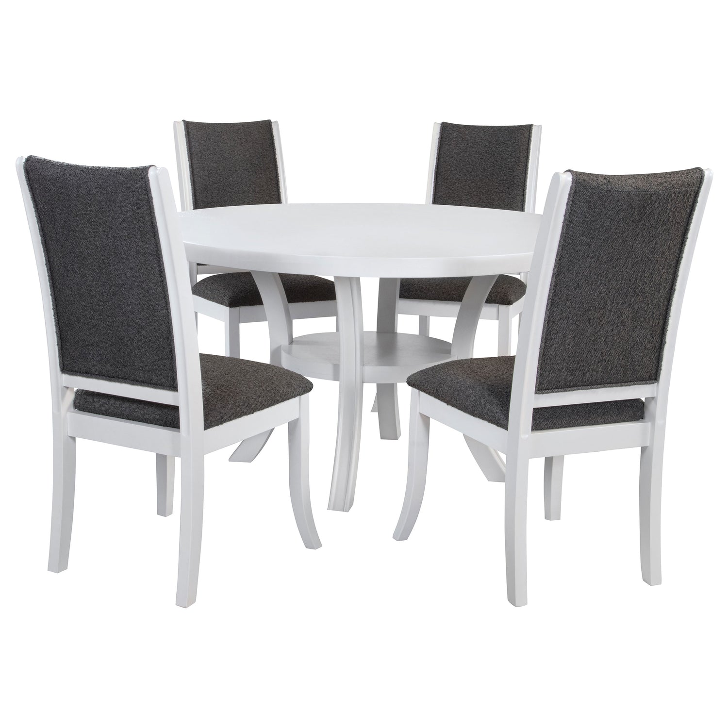 Judd 5-piece 54-inch Round Wood Dining Table Set Pearl White - Home Elegance USA