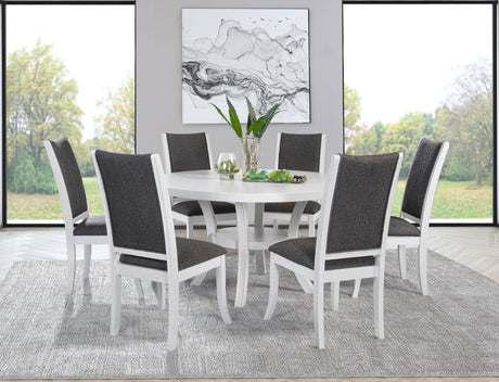 Judd 7-piece 54-inch Round Wood Dining Table Set Pearl White - Home Elegance USA