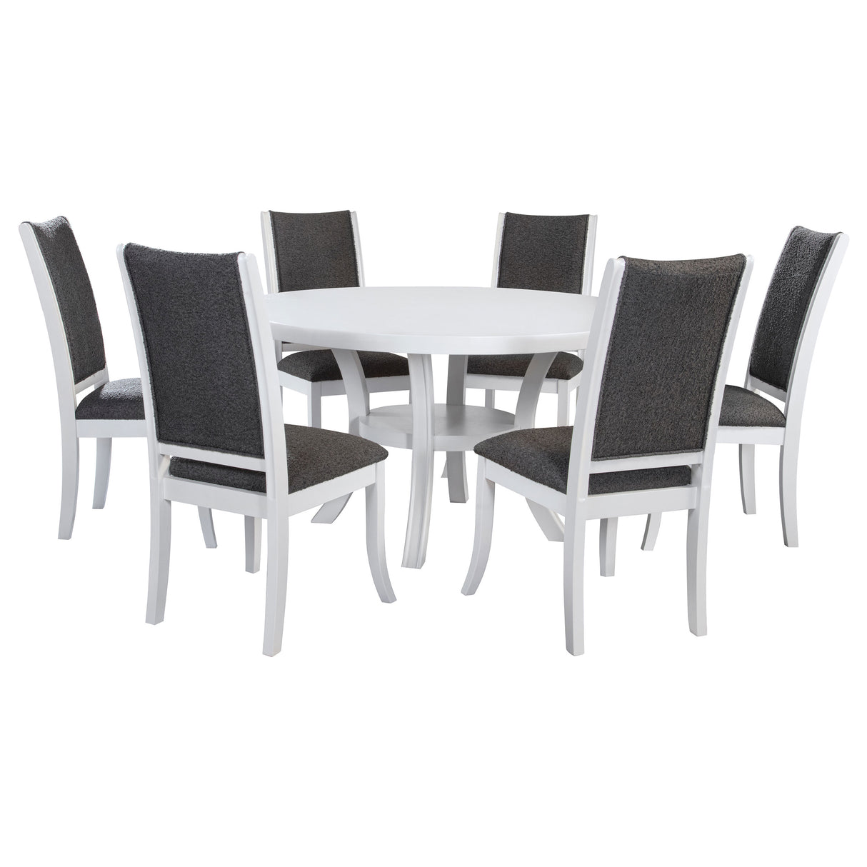 Judd 7-piece 54-inch Round Wood Dining Table Set Pearl White - Home Elegance USA