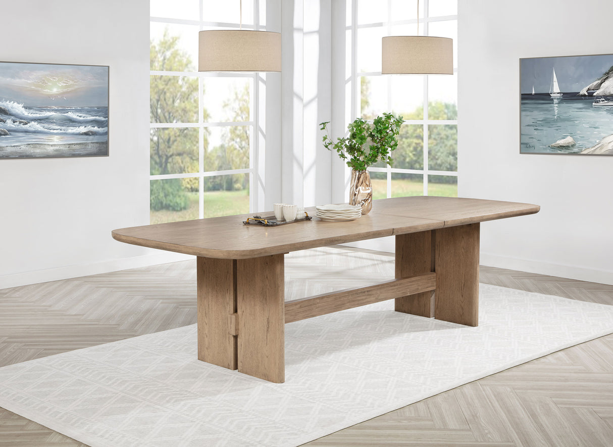Kailani 110-inch Rectangular Wood Dining Table Beige Oak - Home Elegance USA