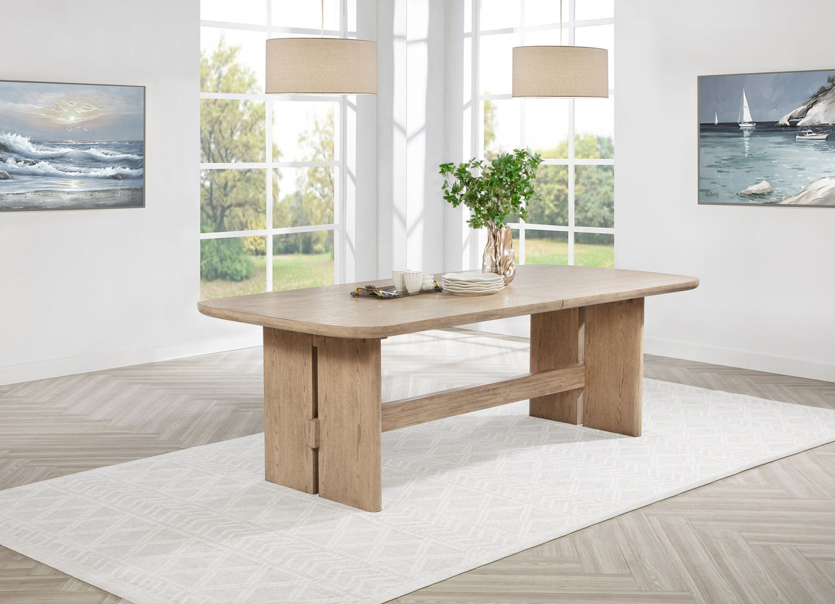 Kailani 110-inch Rectangular Wood Dining Table Beige Oak - Home Elegance USA