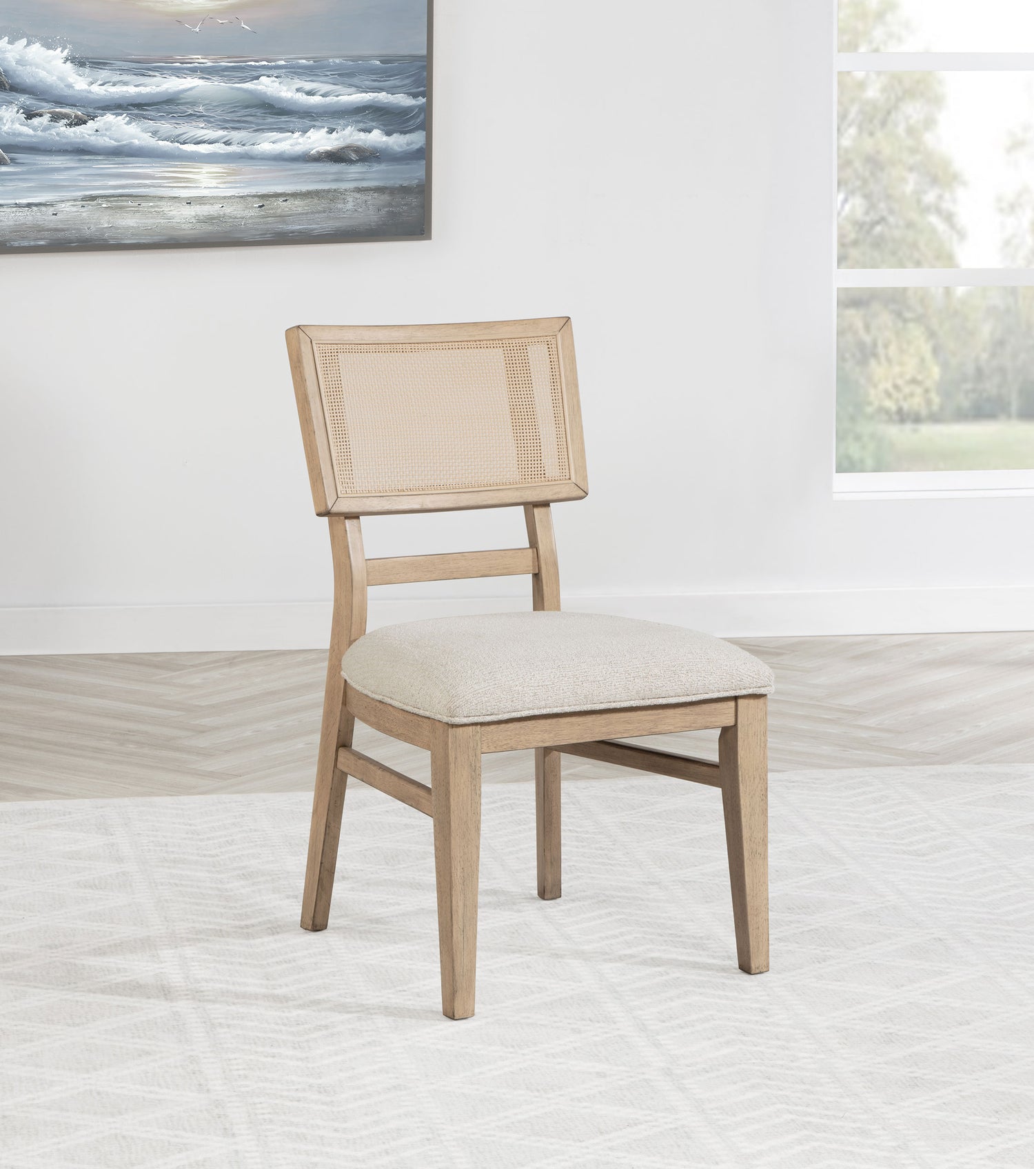Kailani Radio Weave Cane Dining Side Chair Beige Oak - Home Elegance USA