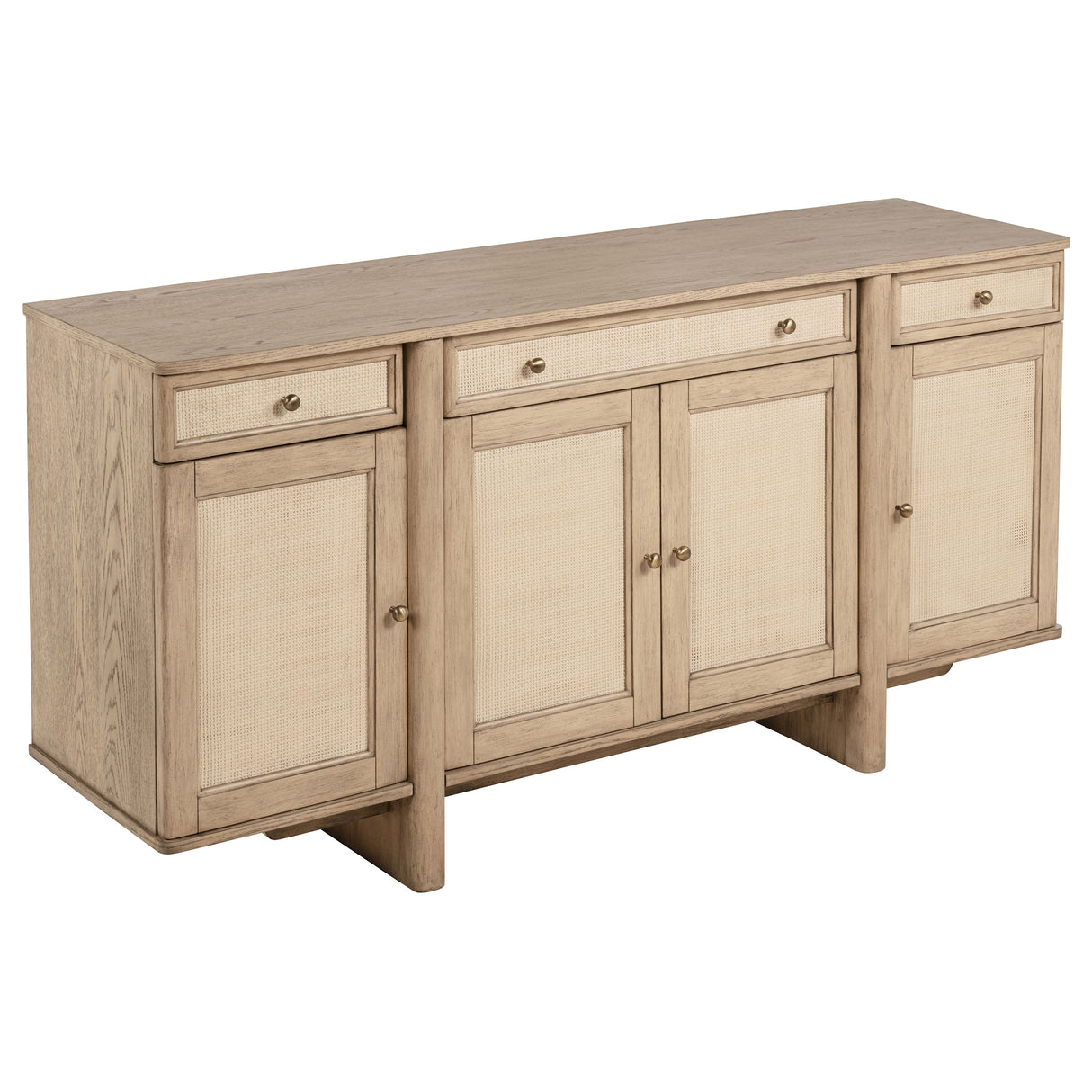 Kailani 4-door Cane Sideboard Buffet Cabinet Beige Oak - Home Elegance USA