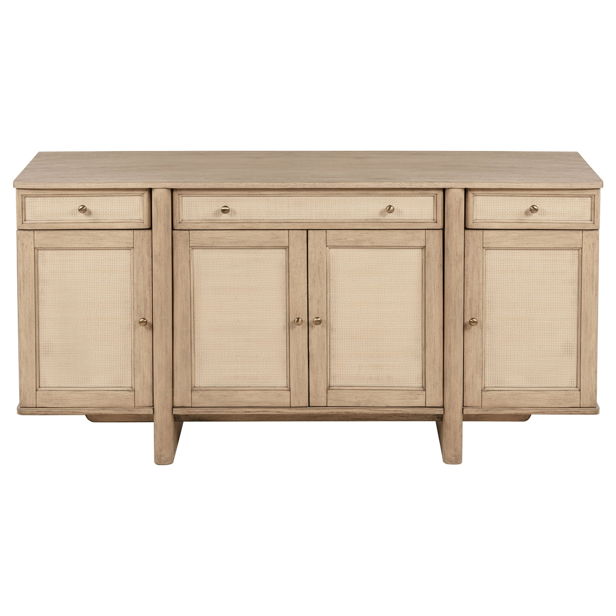 Kailani 4-door Cane Sideboard Buffet Cabinet Beige Oak - Home Elegance USA