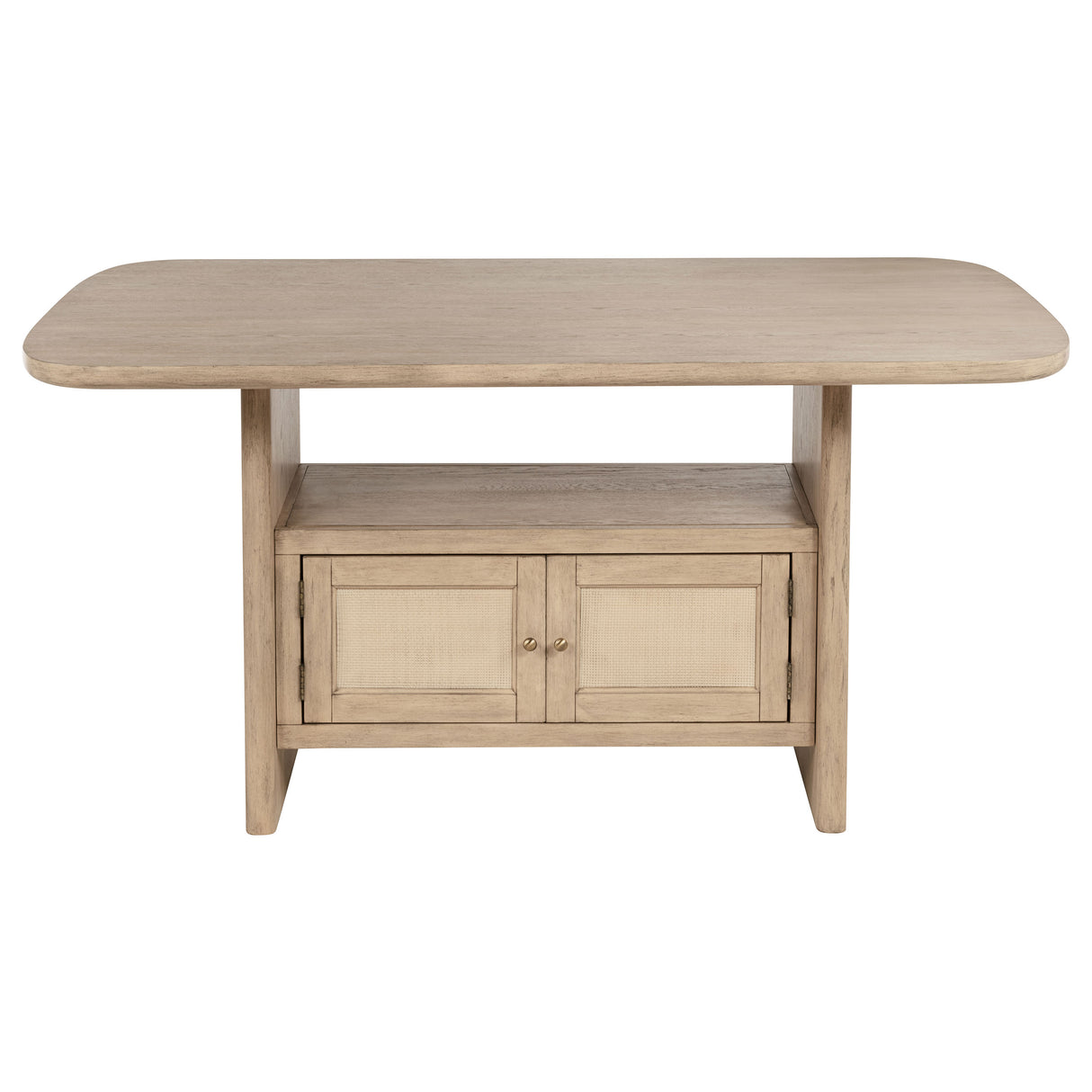 Kailani Cane Counter Height Storage Dining Table Beige Oak - Home Elegance USA
