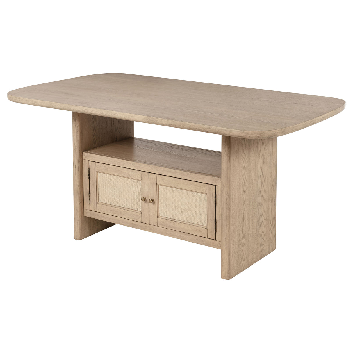 Kailani Cane Counter Height Storage Dining Table Beige Oak - Home Elegance USA