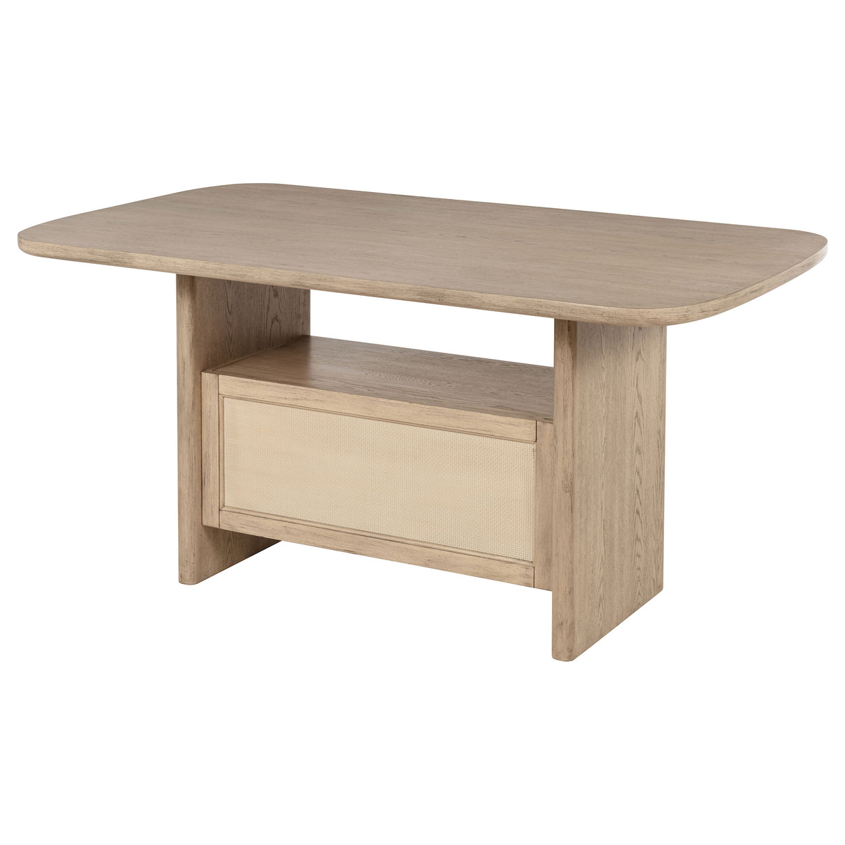 Kailani Cane Counter Height Storage Dining Table Beige Oak - Home Elegance USA