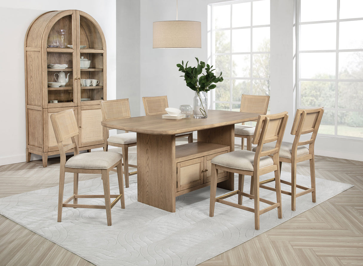 Kailani Cane Counter Height Storage Dining Table Beige Oak - Home Elegance USA