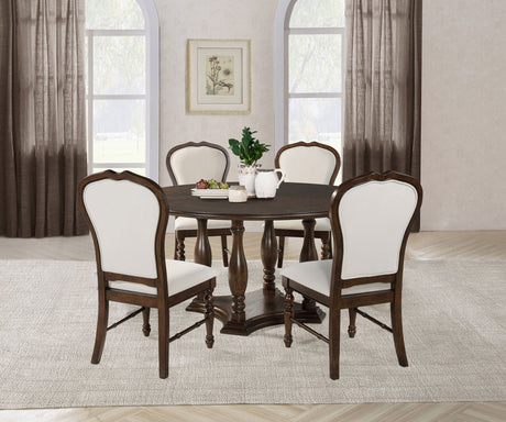 Landon 5-piece 60-inch Round Dining Table Set Rich Brown - Home Elegance USA