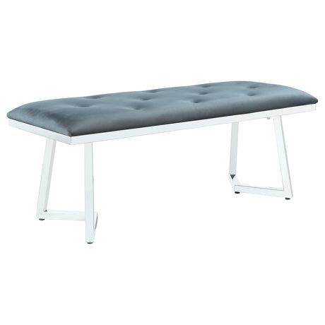 Beaufort Velvet Upholstered Dining Bench Steel Grey - Home Elegance USA