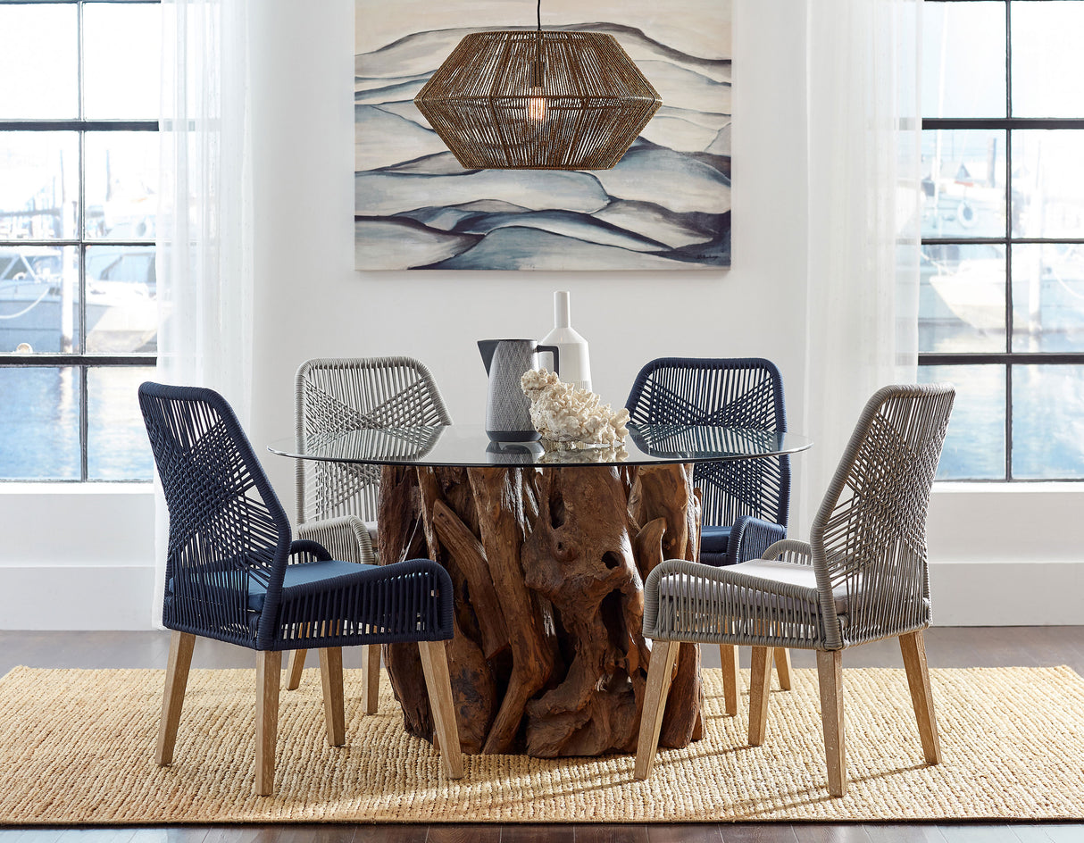 Asbury Round Dining Table Base Natural Teak Light Brown - Home Elegance USA