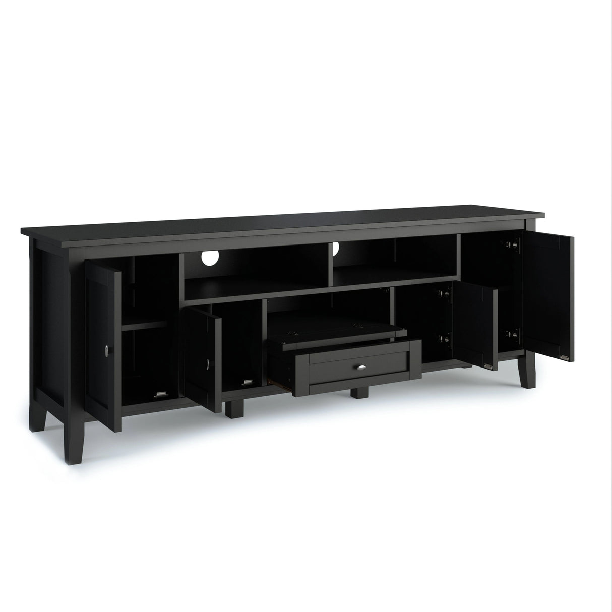 Warm Shaker 72 inch Wide Solid Wood TV Stand in Black For TVs up to 80 inches - sold by Home Elegance USA