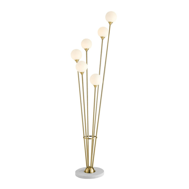 Anechdoche 6 Lights Gold And White Floor Lamp | Finesse | Home Elegance USA
