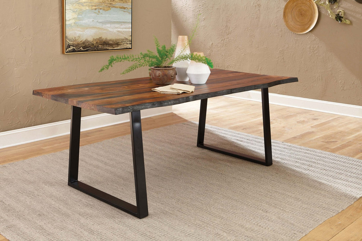 Ditman Live Edge Dining Table Grey Sheesham and Black | Coaster | Home Elegance USA