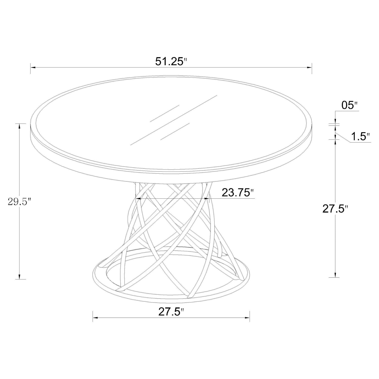 Dining Table - Irene Round Glass Top Dining Table White and Chrome