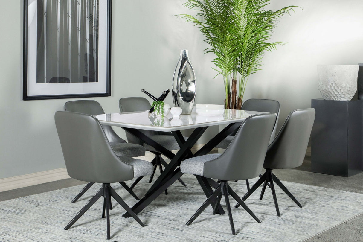 Dining Table - Paulita Rectangular Dining Table White and Gunmetal