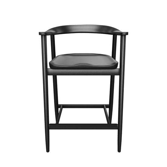 Jeremy Mid-Century Black Acacia Wood Counter Stool – Black