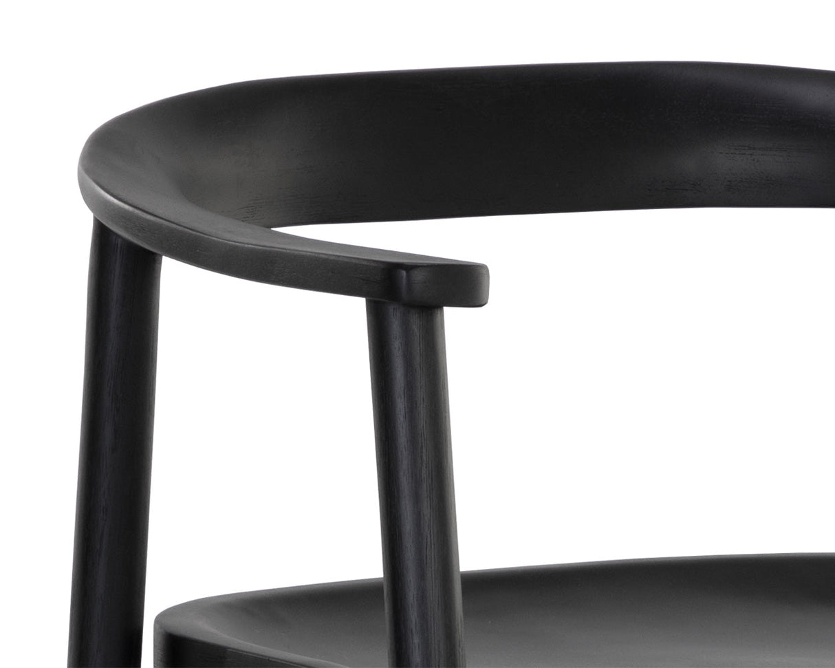 Jeremy Mid-Century Black Acacia Wood Counter Stool – Black
