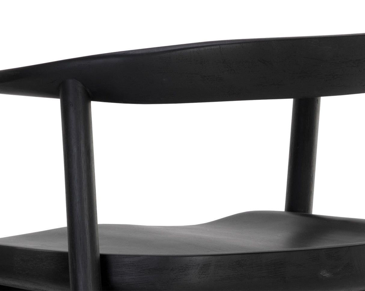 Jeremy Mid-Century Black Acacia Wood Counter Stool – Black