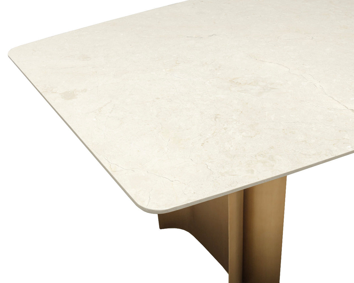 Astara 94.5-Inch Cream Marble & Antique Brass Dining Table | Sunpan