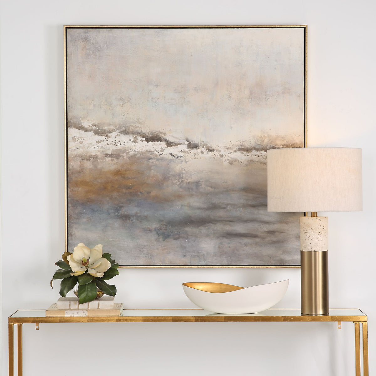 Storm Clouds Abstract Hand Painted Art - Dark Gray by Uttermost - View 2