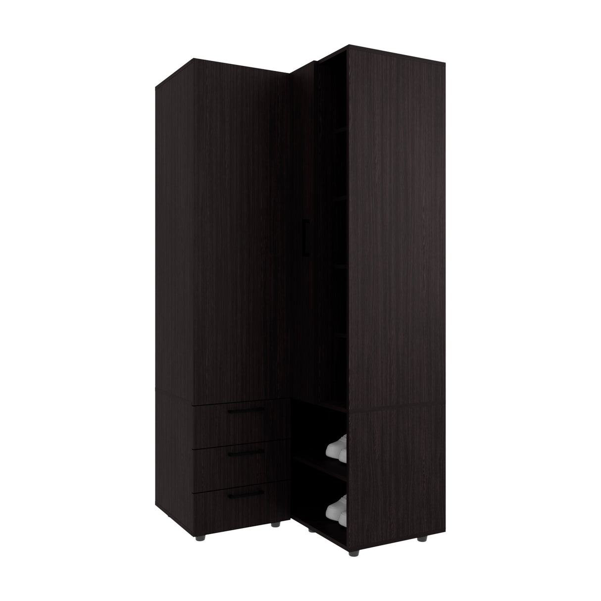 Armoire 70.9' H, 1 Door, 3 Drawers, 7 Shelves, 10 Legs, Black Wengue - Bedroom - sold by Home Elegance USA