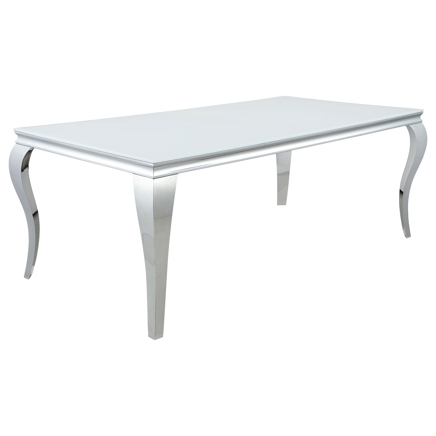 Carone Rectangular 81-inch Glass Top Dining Table White - Home Elegance USA